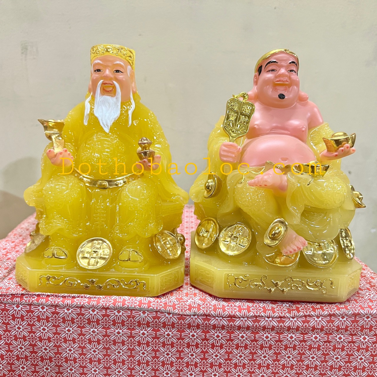 Tượng Thần Tài Thổ Địa đá cao cấp nhập khẩu Đài Loan cao 19cm – Vàng