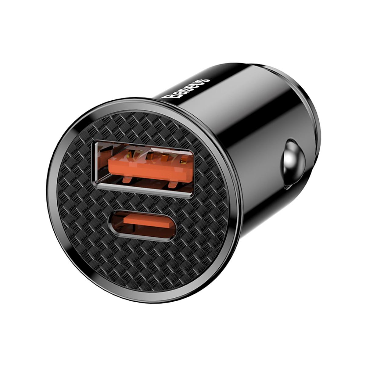 Tẩu sạc nhanh đa năng dùng cho xe hơi Baseus Circular Plastic A+C 30W PPS Car Charger - Hàng Chính Hãng
