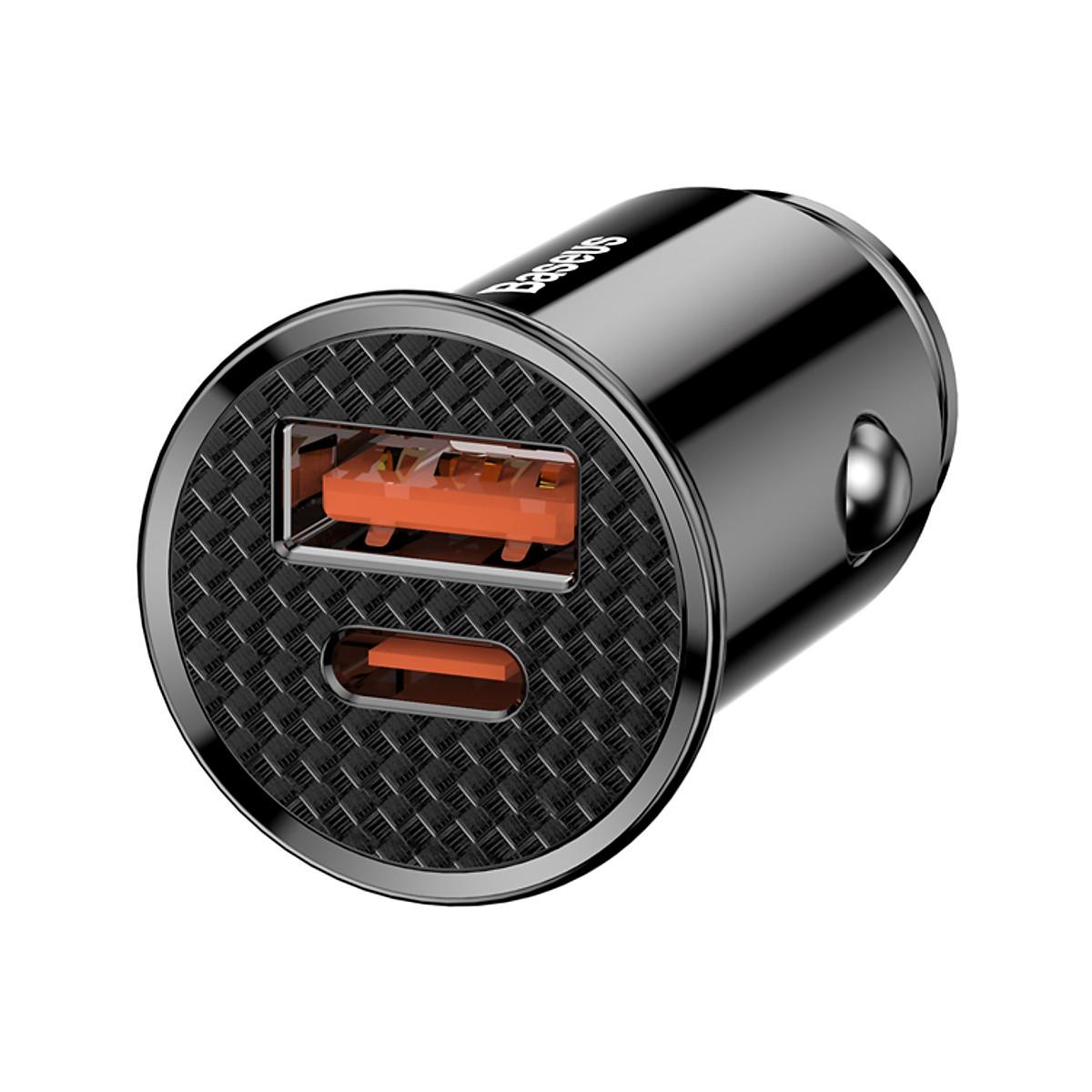 Tẩu sạc nhanh đa năng dùng cho xe hơi Baseus Circular  Plastic A+C 30W  PPS Car Charger - Hàng Chính Hãng