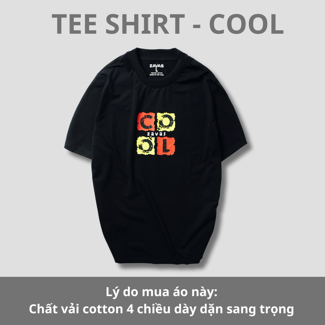 Áo thun nam cổ tròn COOL vải cotton 4 chiều xuất xịn, mát mẻ, dày mịn sang trọng - ZAVAS