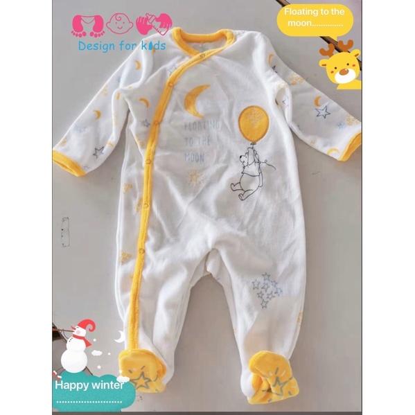 (Chọn mẫu) Sleepsuit bộ body dài tay nỉ, nhung xuất dư cho bé trai và bé gái