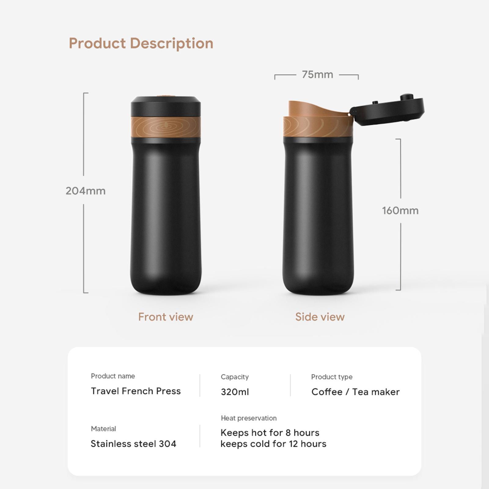 French Press Coffee Maker 320ml Camping Cup Mug for Tea Maker Coffee Makers Travel Household