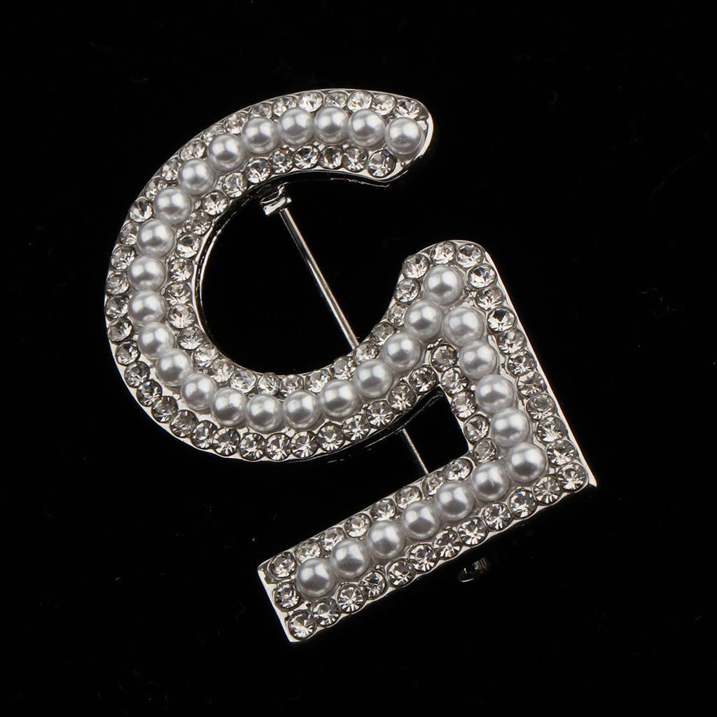3 Pcs Fashion Women Crystal Rhinestone Pearl Number 5 Brooch Pin Jewelry