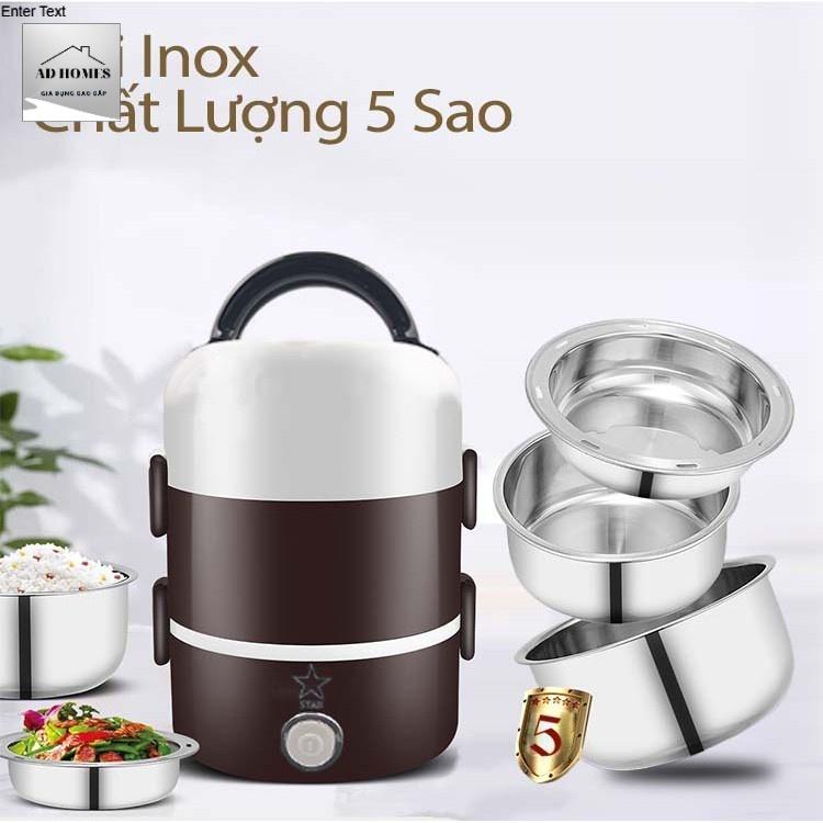 Hộp cơm Cắm Điện 3 Tầng ruột inox Cao Cấp Giữ Nóng Thức Ăn Liên Tục