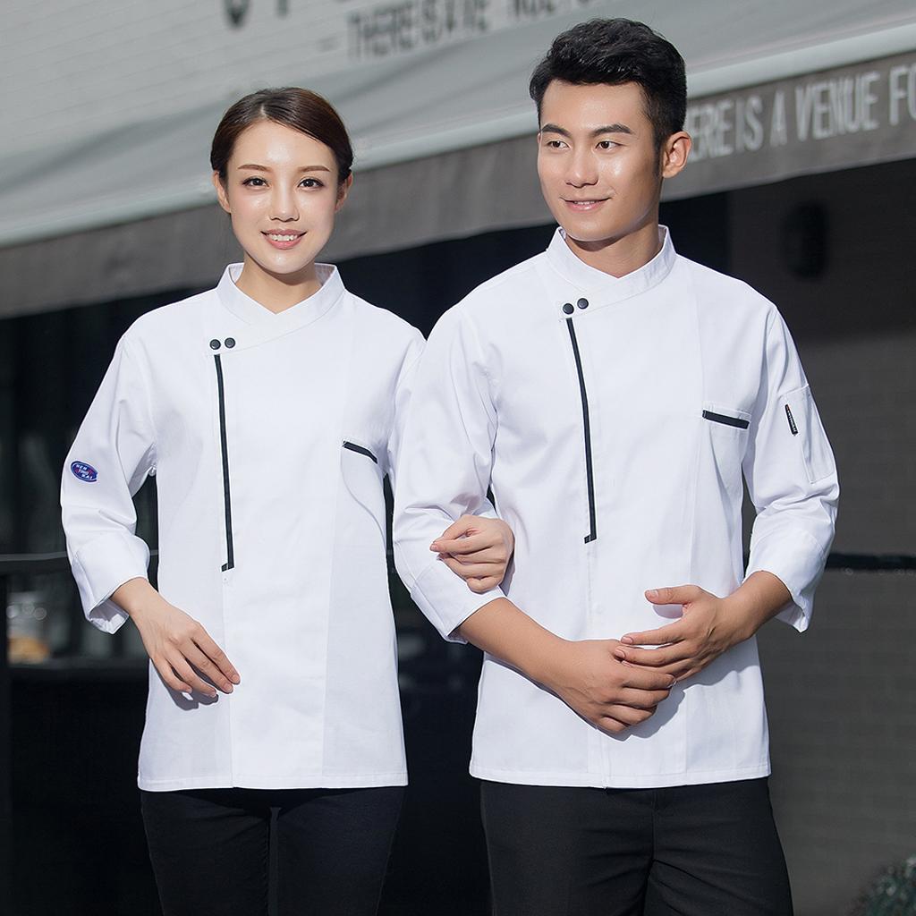 Retro Chef Jacket Coat Uniform Long Sleeve Hotel Kitchen Apparel