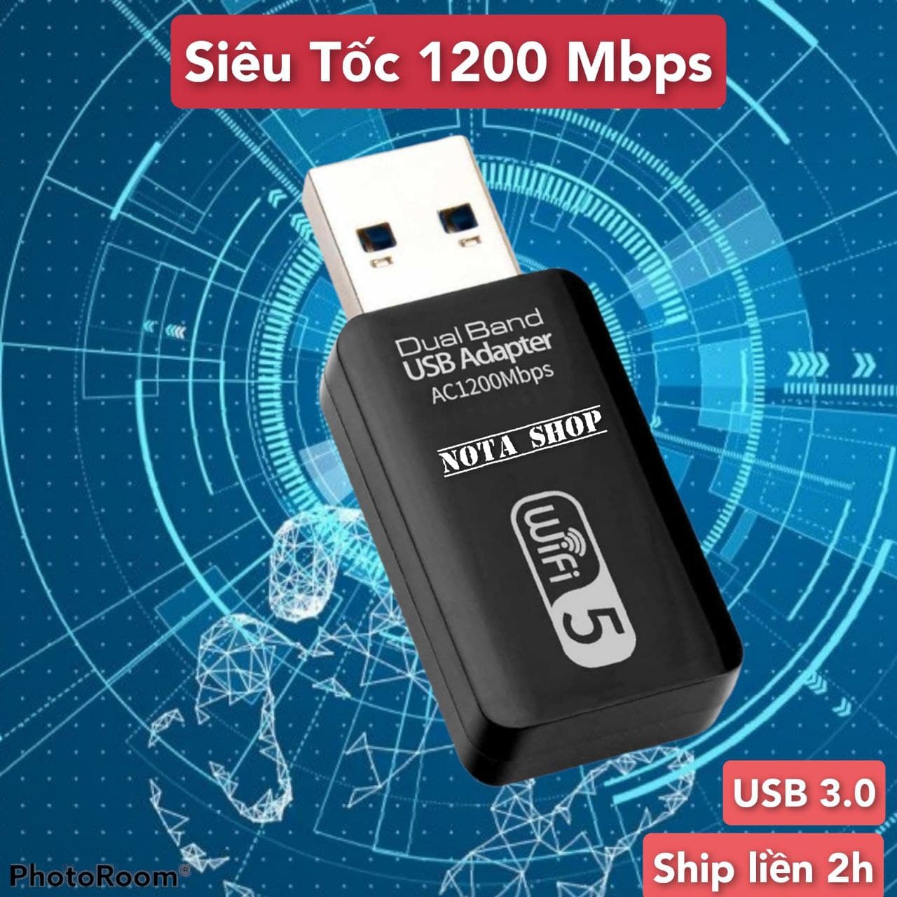 USB Nâng cấp WiFi 5G dễ dàng với USB 3.0, WIFI siêu tốc 1200Mbps, hai băng tần, có 5GHz cho máy bàn PC - Hàng nhập khẩu