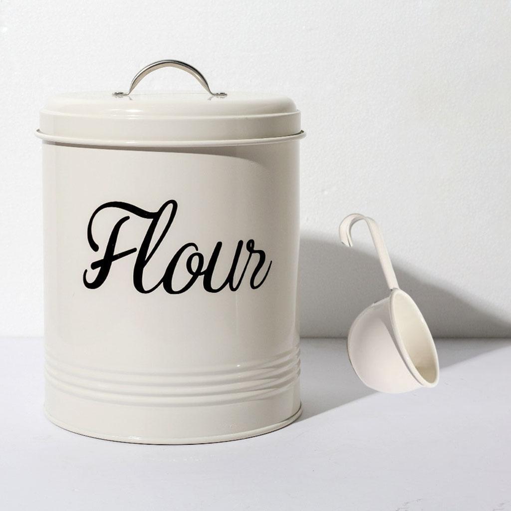 White   Flour Storage Tin  5L Container 17x20.5cm
