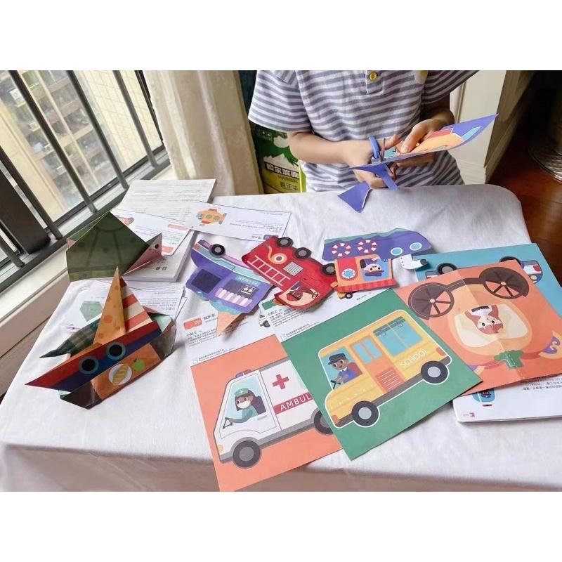 Giấy Màu Thủ Công Origami, Cắt dán 3 Cấp Độ, Đồ Chơi thủ công Cho Bé