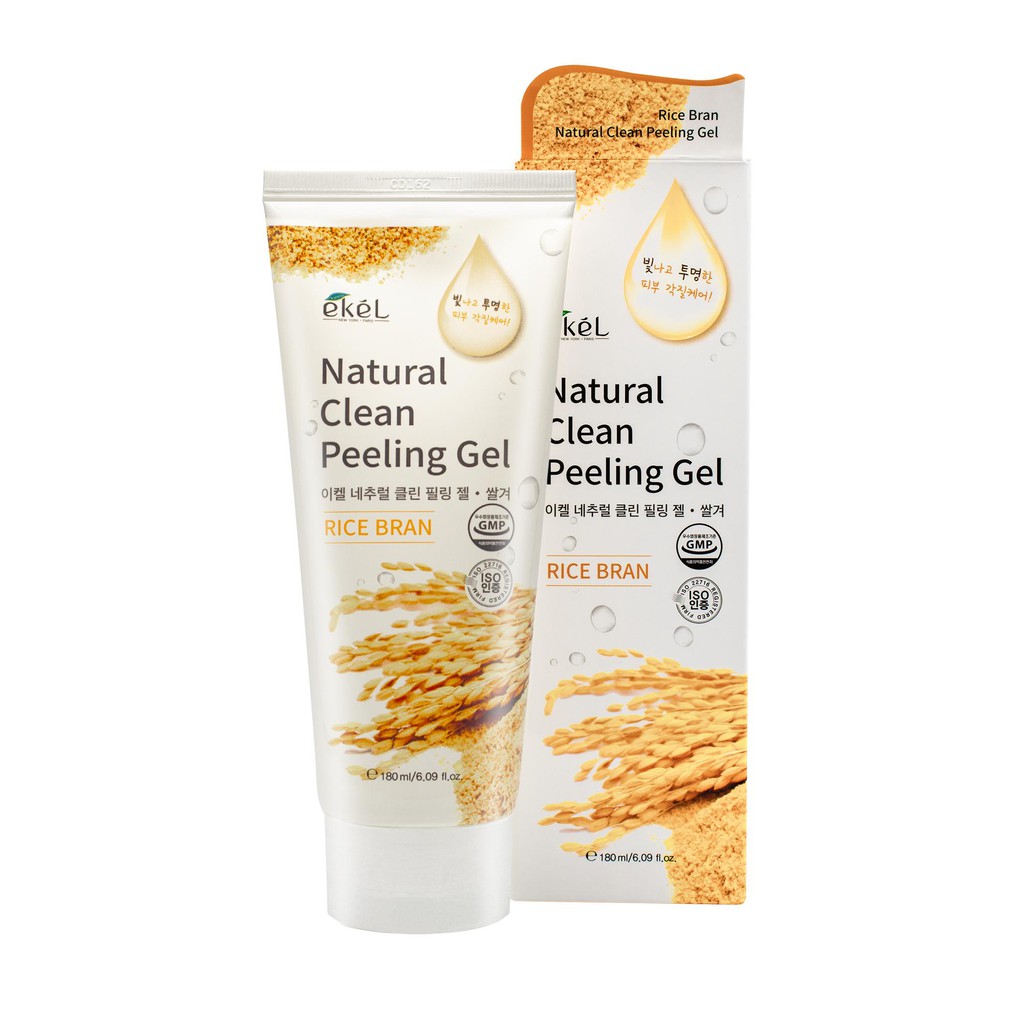 Gel Tẩy Tế bào Chết Gạo - Ekel Natural Clean Peeling Gel Rice Bran 180ml (Tặng 2 mặt nạ Jant Blanc)