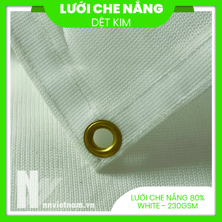 phẩm Lưới che nắng  HÀNG CAO CẤP  may viền khuy sẵn dùng che mát sân vườn, ban công - Màu trắng, kích thước 2mx5m