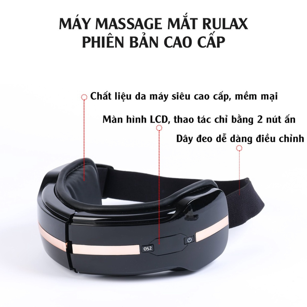Máy Massage Mắt RULAX 10 Chế Độ Phiên Bản Cao Cấp, Công Nghệ Rung Đa tần, Nhiệt Hồng Ngoại, Nghe Nhạc, Giảm Đau Mỏi Mắt