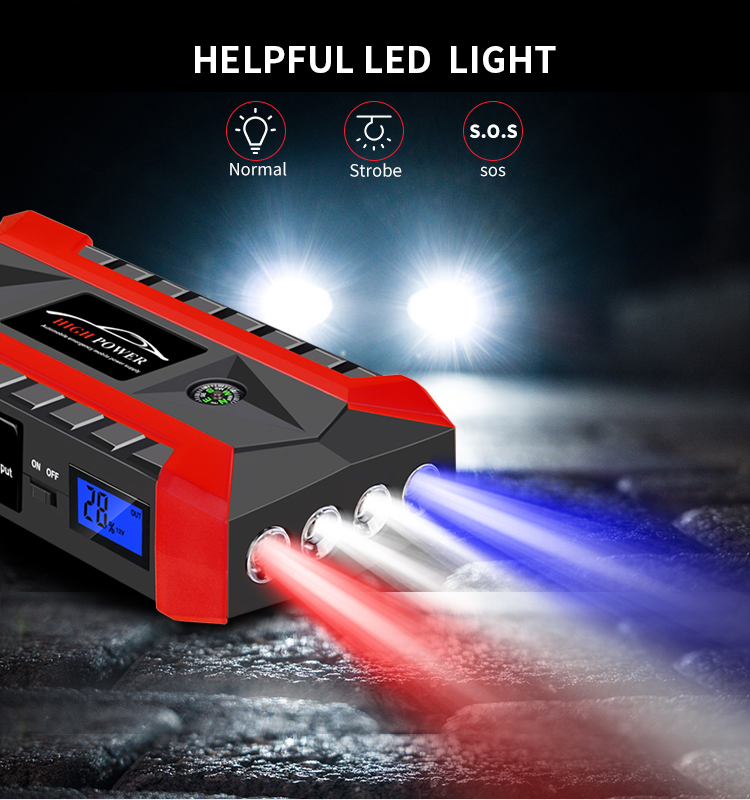 Bộ kích khẩn cấp cho xe hơi cao cấp - Dung lượng cao - Đa chức năng - Sạc dự phòng - Đèn LED khẩn cấp