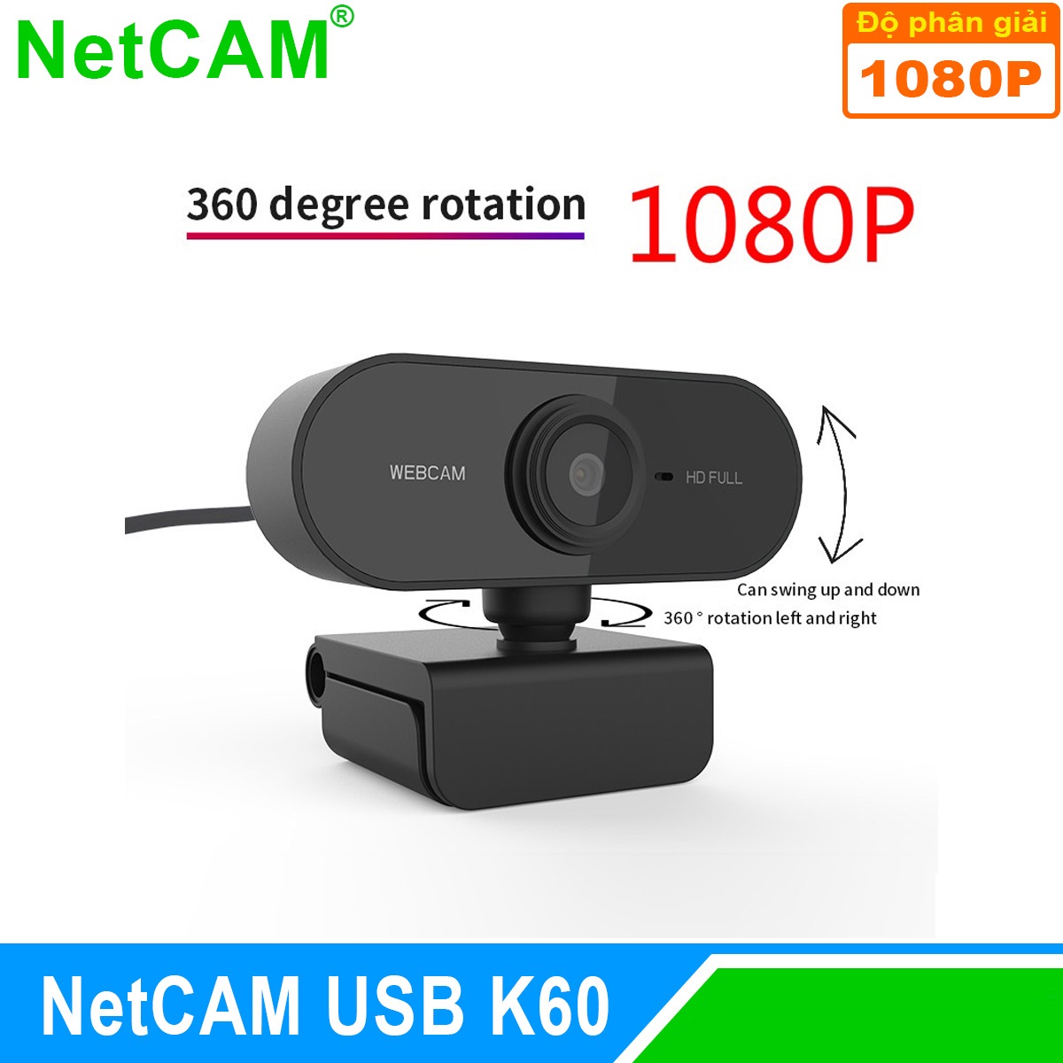 Webcam Netcam USB K60 1080P - Hàng Chính Hãng 