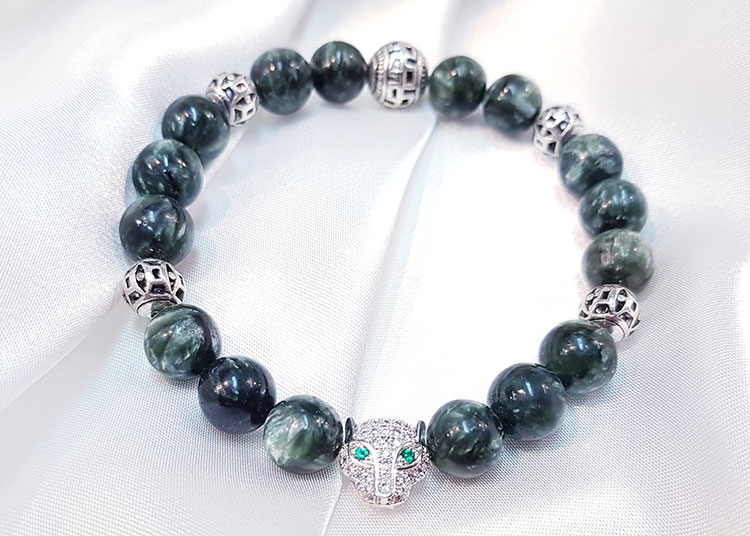 Vòng Tay Nam Mệnh Hỏa Đá Mắt Rồng Phối Charm Đầu Hổ - NA.13