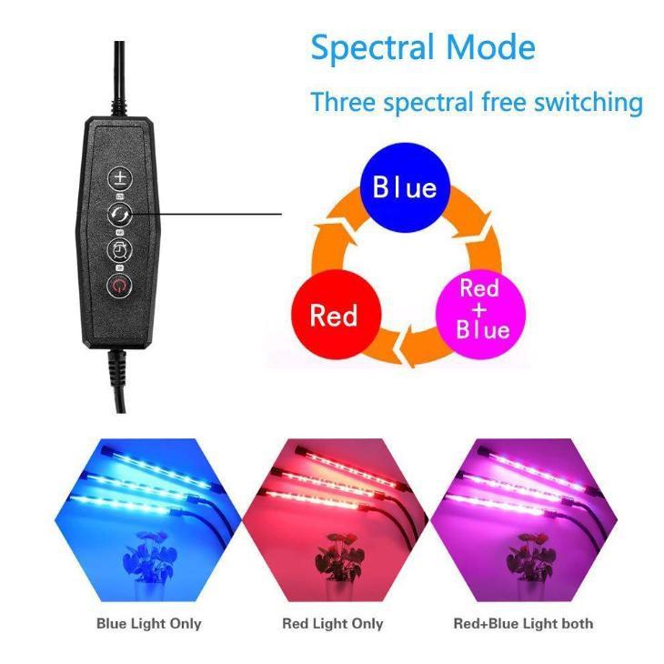 LED trồng cây 30W kẹp chân 3 nhánh hẹn giờ USB