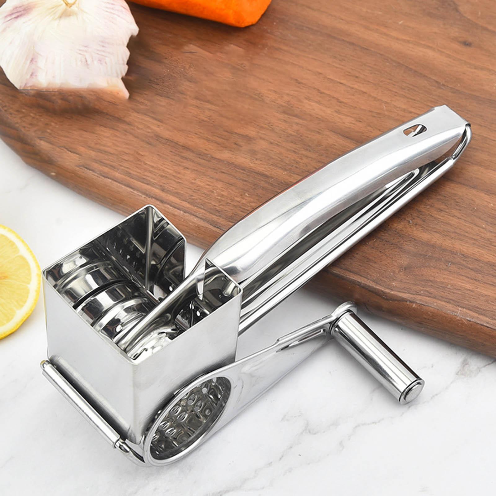 Rotary Shredder Cutter Stainless Steel with Drum Blade Hand Cranked Handheld Cheese Cutter for Spice Vegetables
