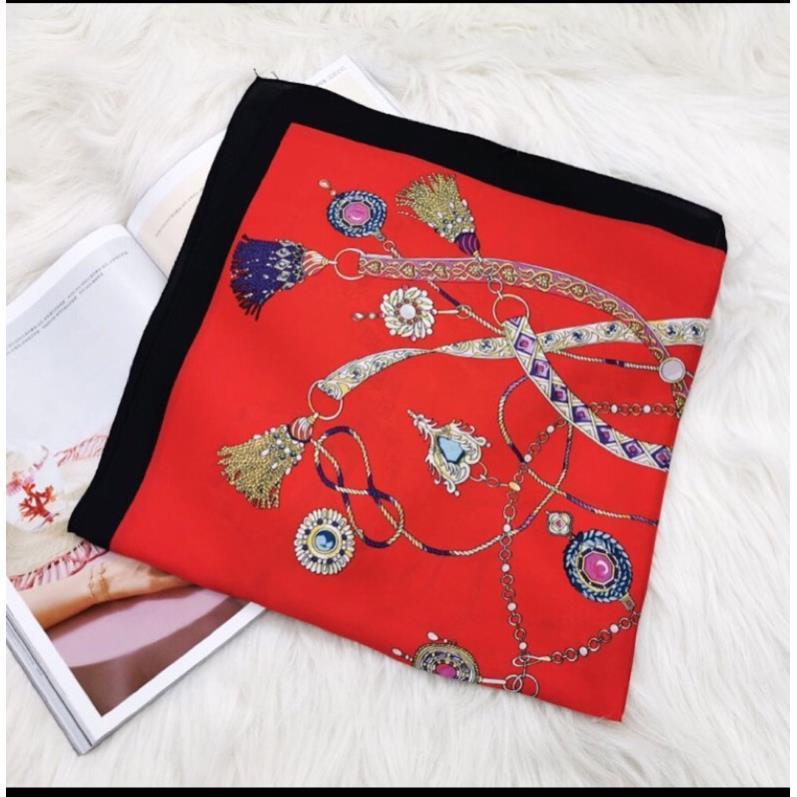 Khăn Lụa Vuông Cao Cấp , Khăn Lụa Cầm Tay Ô Vuông Chất Liệu Lụa Chiffon 70x70cm _,,