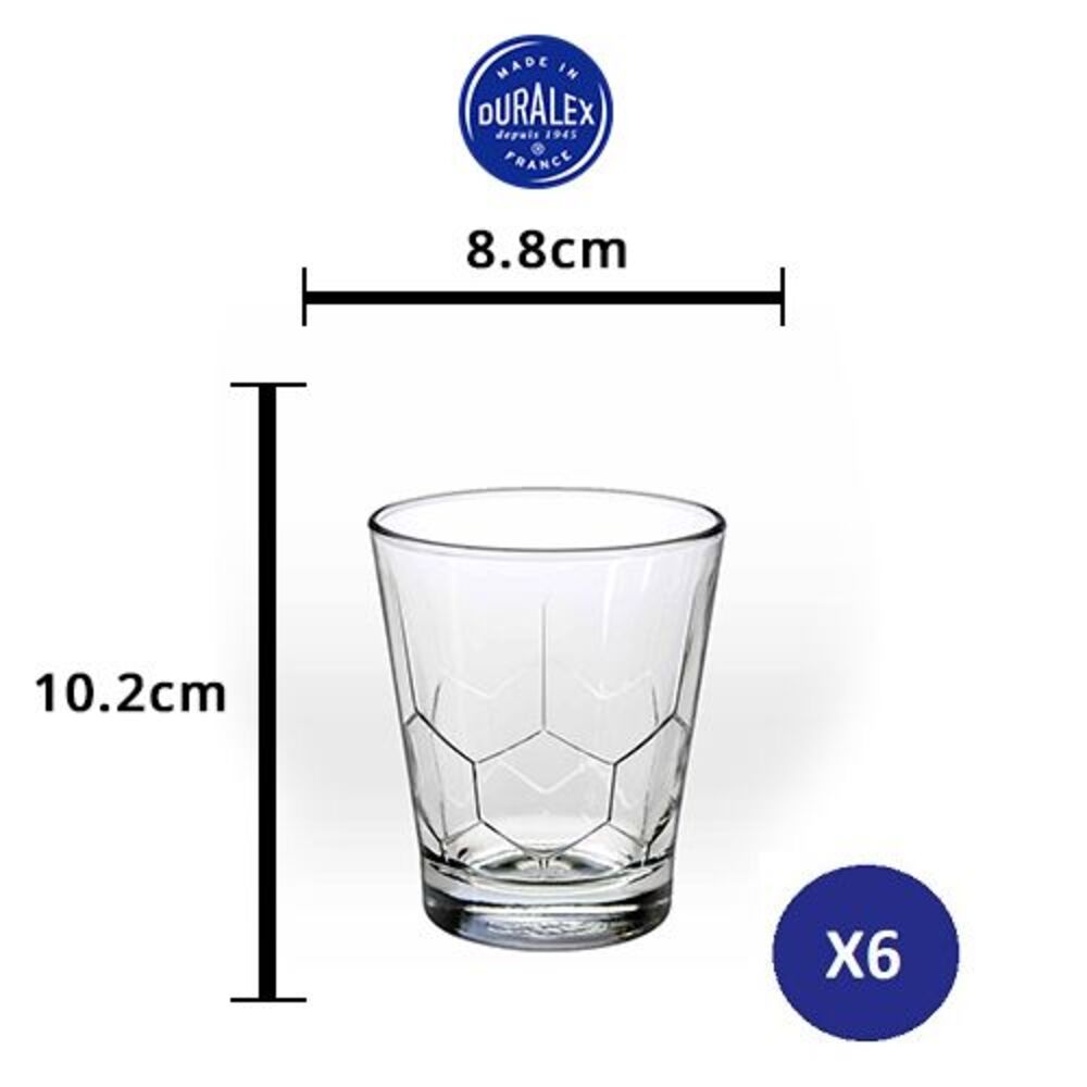 Bộ 6 ly D1074A Duralex - Hexagone trong Clear 300ml Thủy tinh cường lực cao cấp Pháp