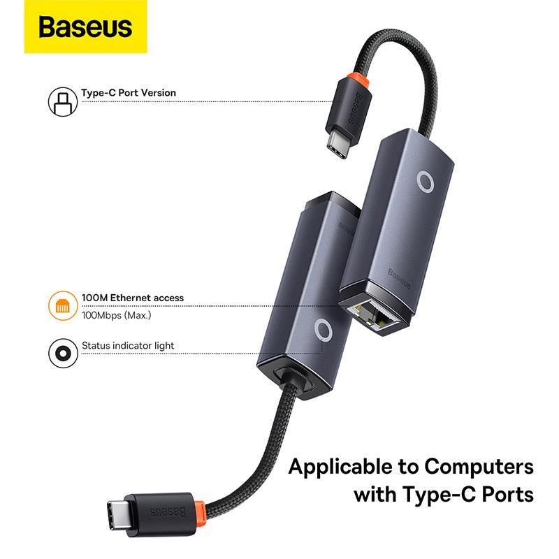 Đầu chuyển cổng USB-A/Type - C sang RJ45 LAN Port Baseus Lite Series Ethernet Adapter (Hàng chính hãng)