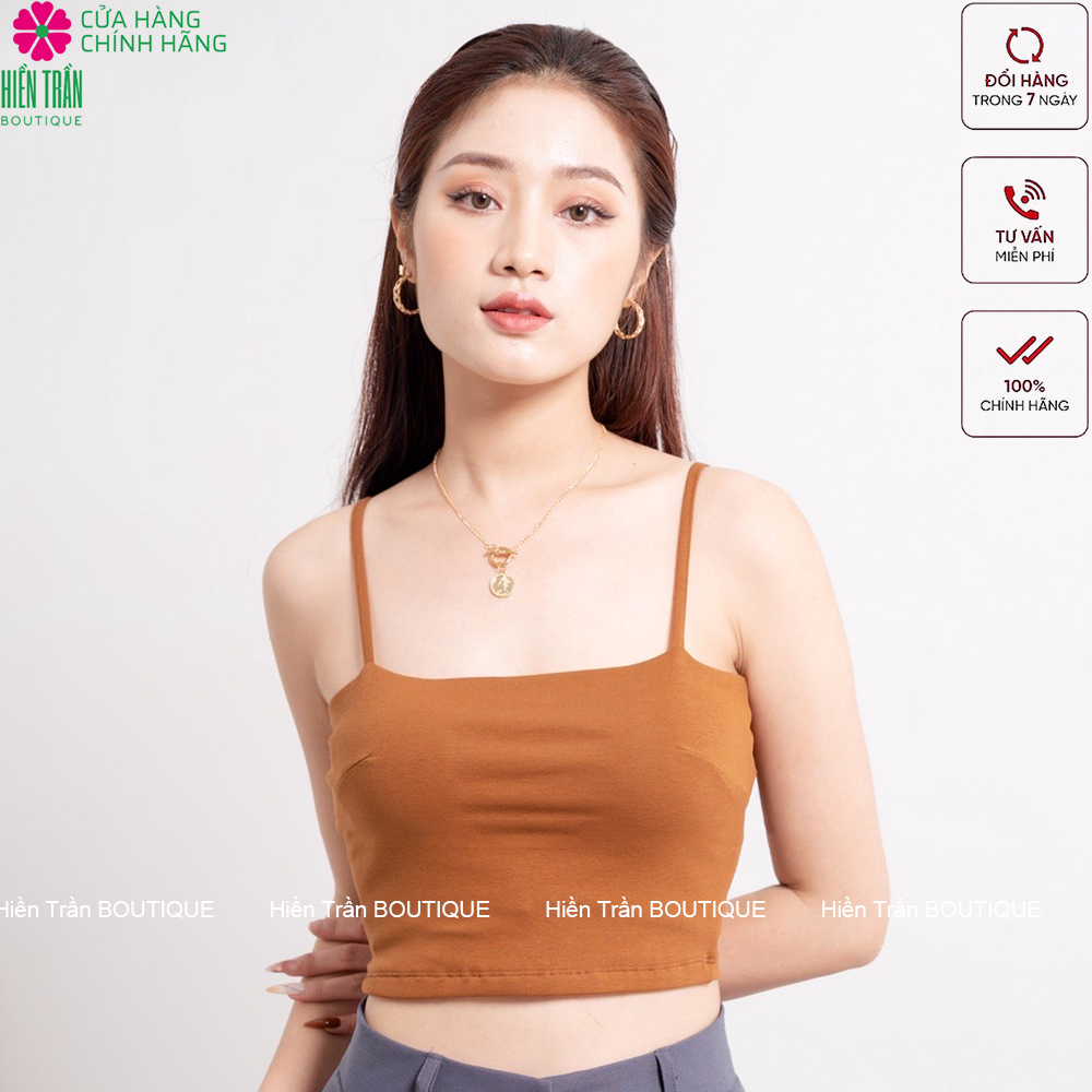 Áo hai dây nữ Hiền Trần BOUTIQUE dáng croptop ly ngực không đệm kiểu ôm vải co giãn