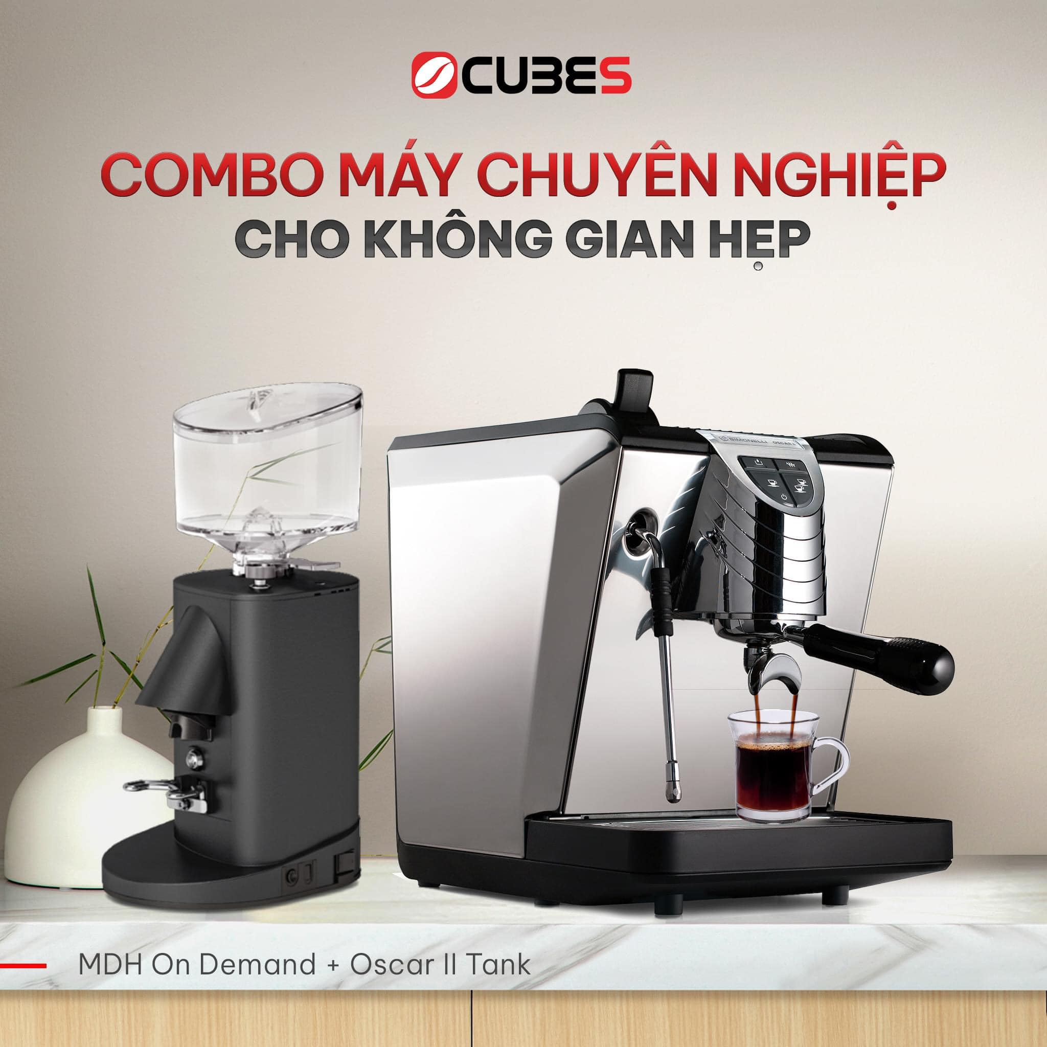 Combo máy pha cà phê Nuova Simonelli Oscar II và máy xay MDH Ondemand - Hàng nhập khẩu