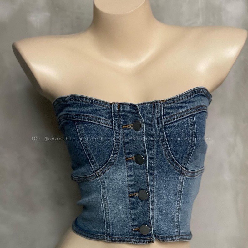 Áo Croptop cúp ngực Jean, hot trend 2023 (SN002) 