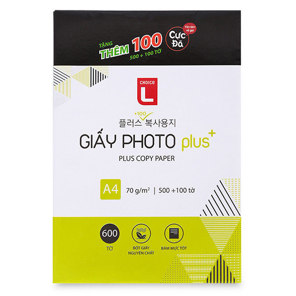 Giấy Photo Plus A4 Choice L (CL) (70g) (600 Tờ)