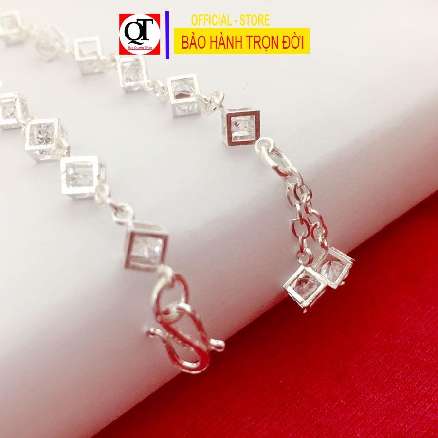 Lắc tay nữ kiểu lắc mềm chuỗi lập phương chất liệu bạc ta đính đá cao cấp trang sức Bạc Quang Thản - QTLTNU11