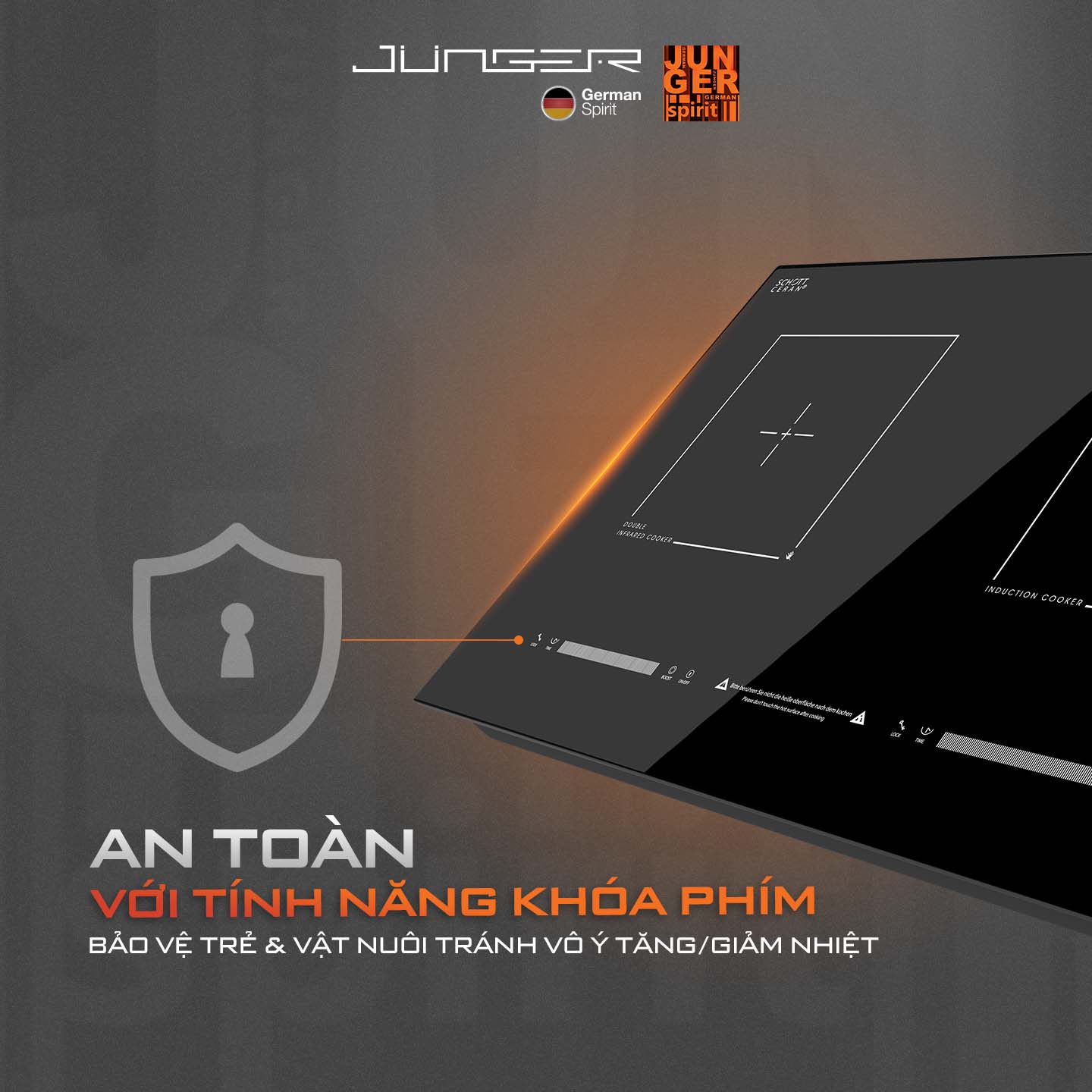 Bếp từ đôi JUNGER NKD-C22 4000W Tích hợp khóa phím an toàn Hàng Chính Hãng Bảo Hành 36 Tháng