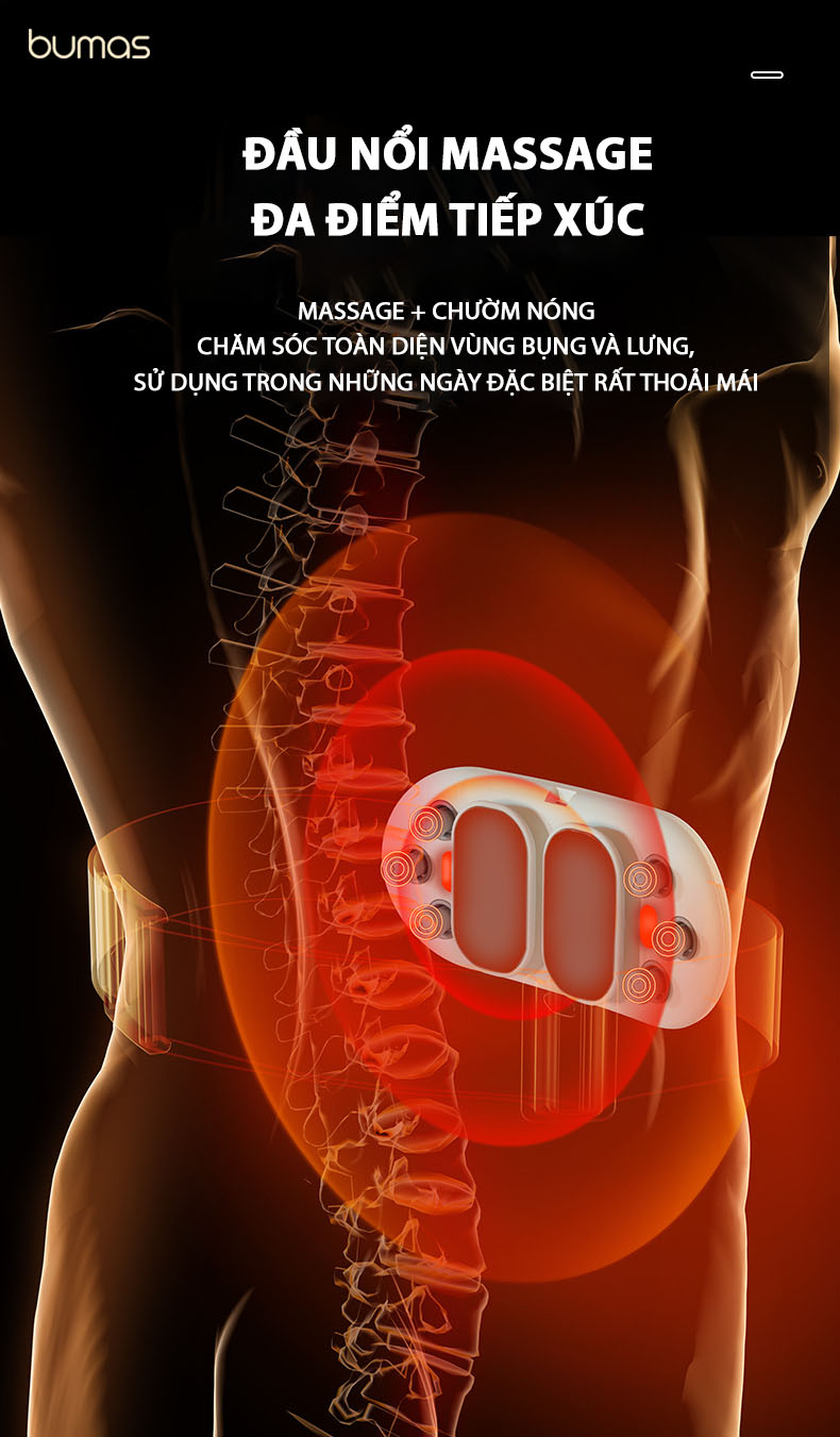 Đai Chườm Nóng, Máy Massage Giảm Đau Bụng Kinh BUMAS BU01 - Hỗ Trợ Chống Lão Hoá Da Sau Sinh - Hàng Chính Hãng
