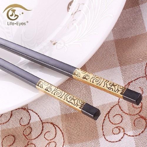 Combo 10 đôi đũa sừng hợp kim mạ vàng hàn quốc
