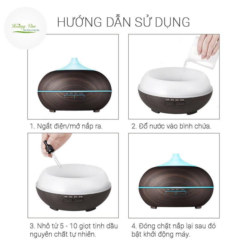 Máy khuếch tán tinh dầu phun sương vân gỗ có kèm remote điều khiển PSR004 - Dung tích 500ml nước