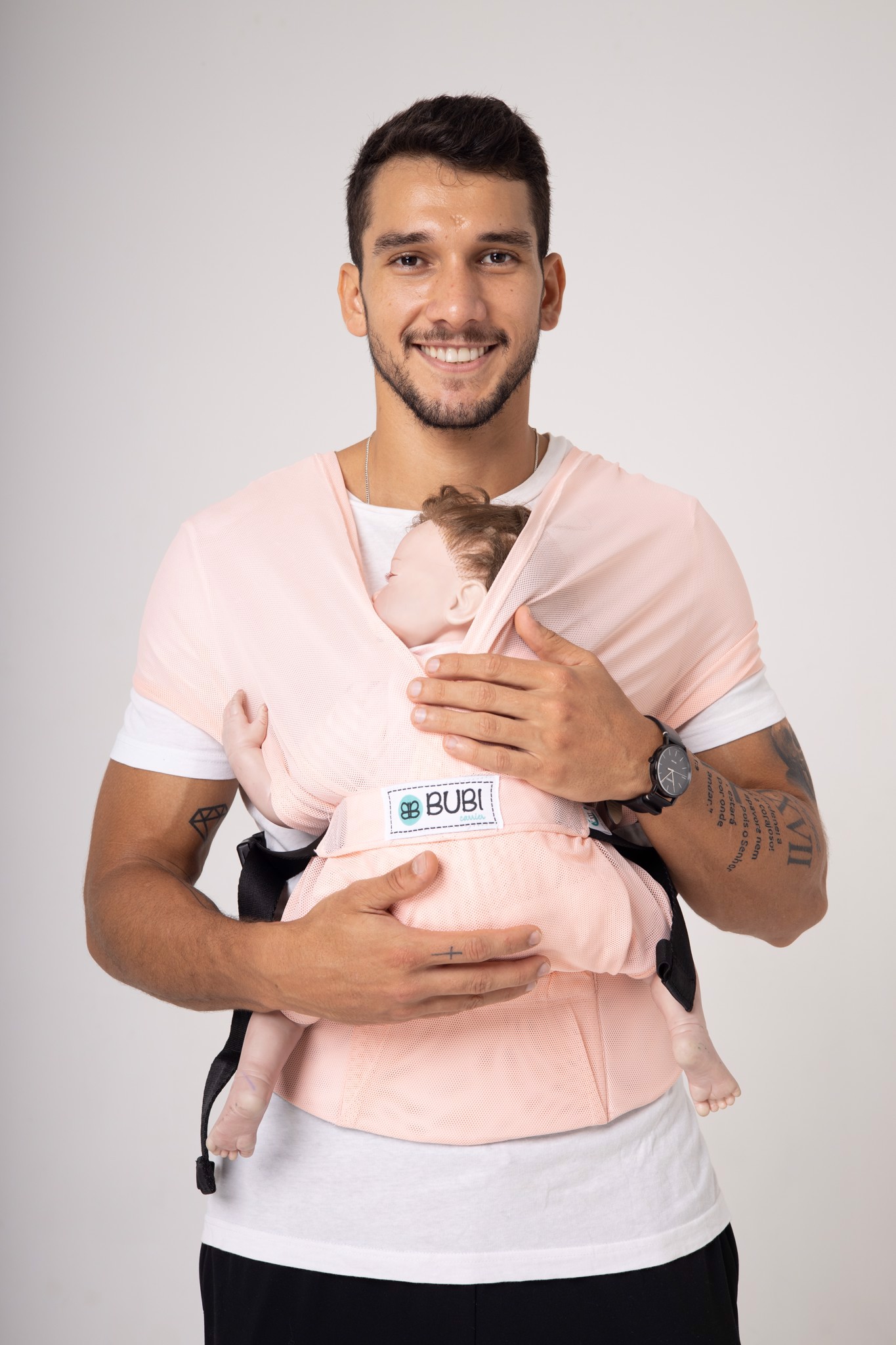 Địu vải BUBI Gen 3 - LƯỚI THOÁNG KHÍ - HỒNG PASTEL