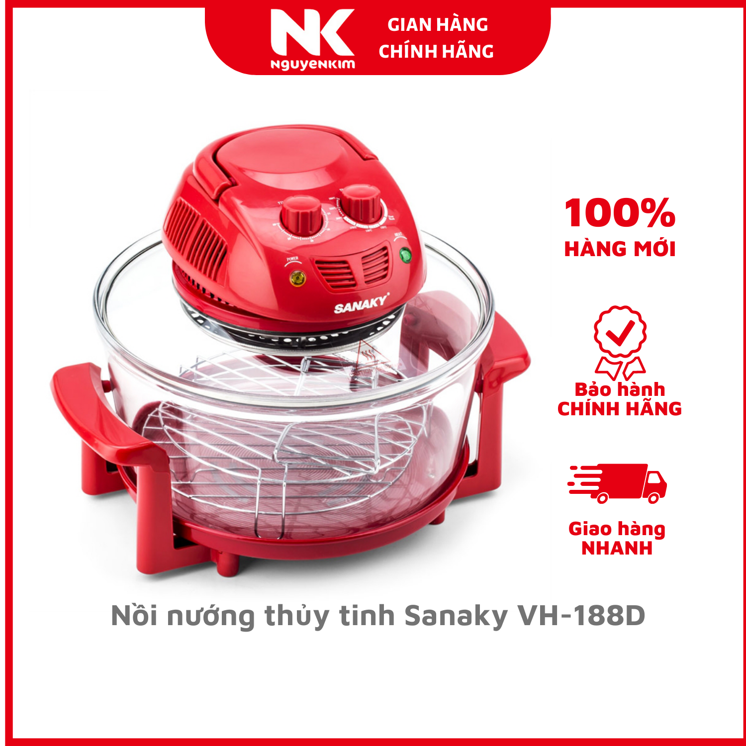 Nồi nướng thủy tinh Sanaky VH-188D - Hàng chính hãng