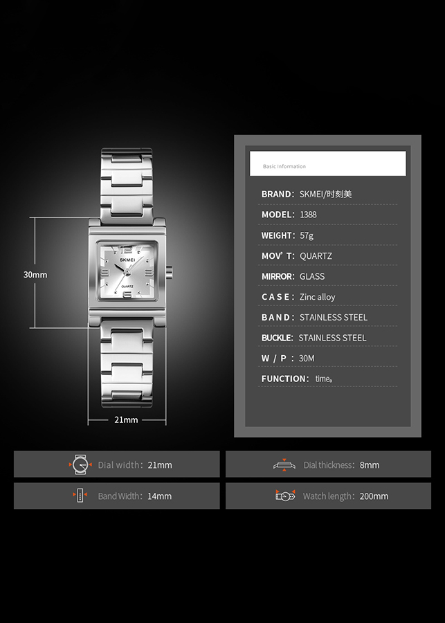 Đồng hồ nữ dây thép không gỉ Skmei 13TCK88