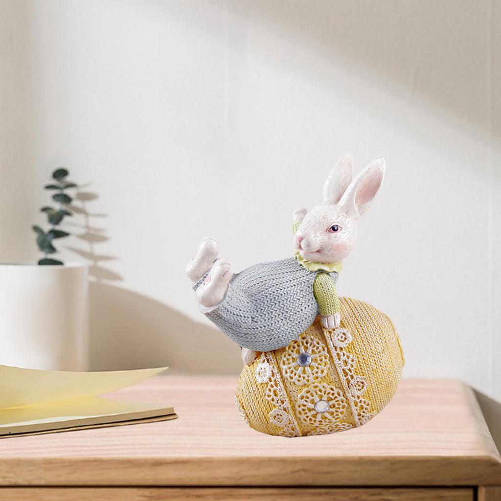 Bunny Rabbit Statue Resin Sculpture Figurine Home Decor Ornament