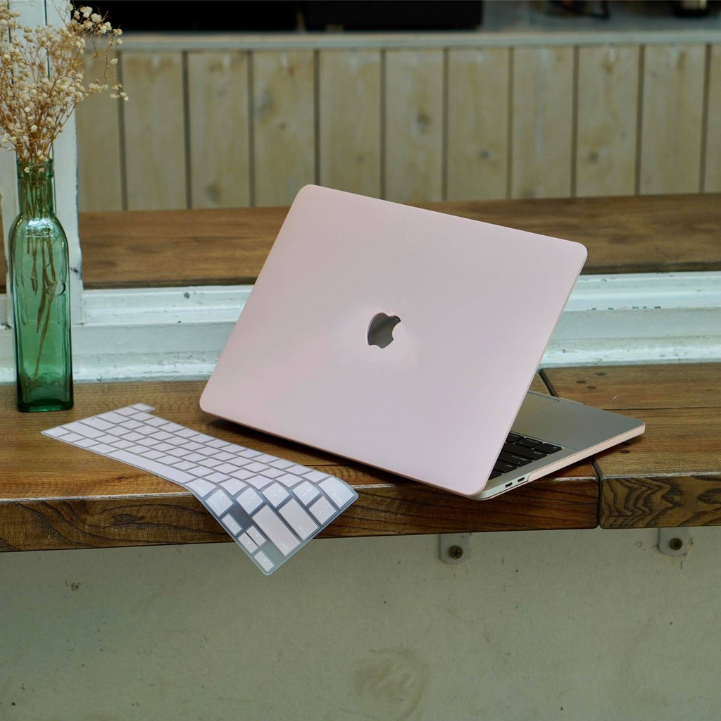 COMBO 3in1 - Case, ốp kèm phủ phím dành cho Macbook - Màu Hồng Pastel [Tặng kèm nút chống bụi Macbook - Màu ngẫu nhiên] - Hàng chính hãng