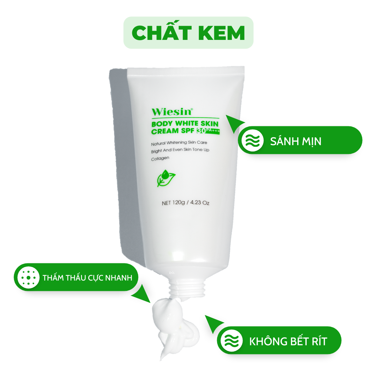 Kem body trắng da toàn thân có chống nắng Wiesin Body White Skin Cream 120g - WS06