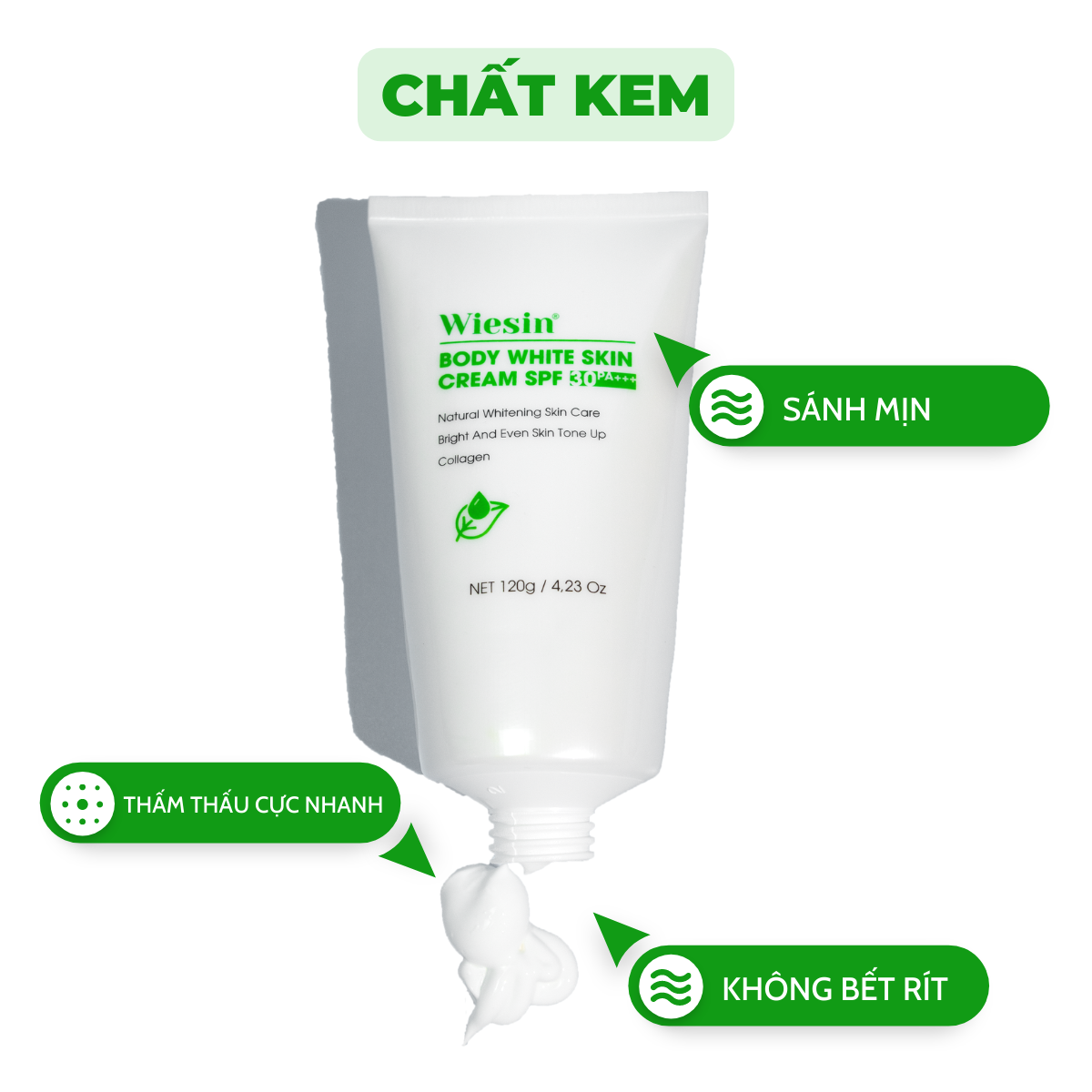 Kem body trắng da toàn thân có chống nắng (Tone Up) Wiesin Body White Skin Cream 120g - WS06