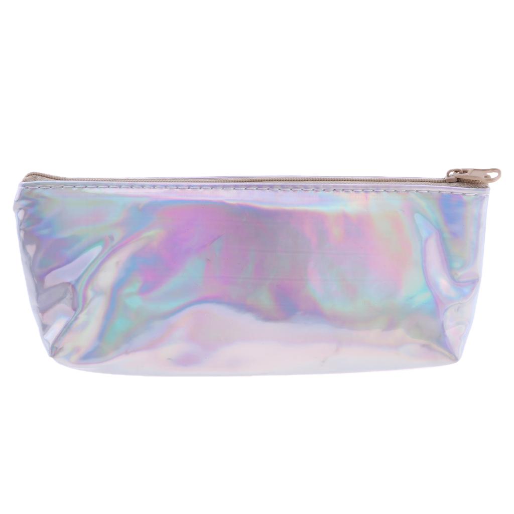 Soft Zipper Pouch Pencil Pen Case Holder Cosmetic Makeup Bag Purse Gold