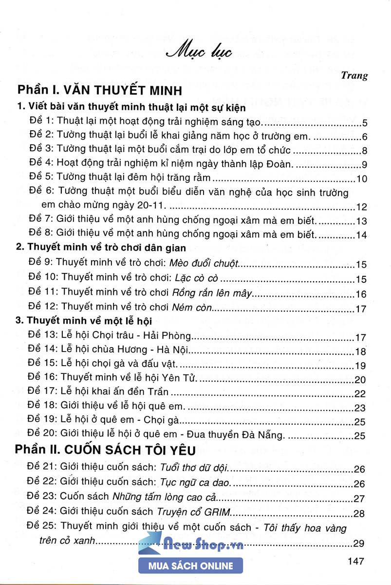 Văn Thuyết Minh - Biểu Cảm - Nghị Luận Lớp 6