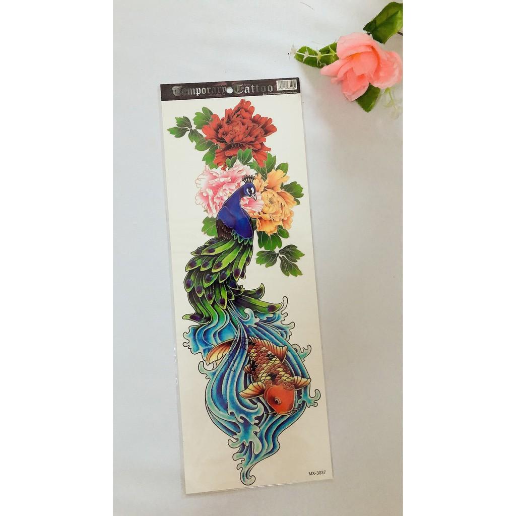 Hình xăm dán kín tay màu đẹp 17x48cm