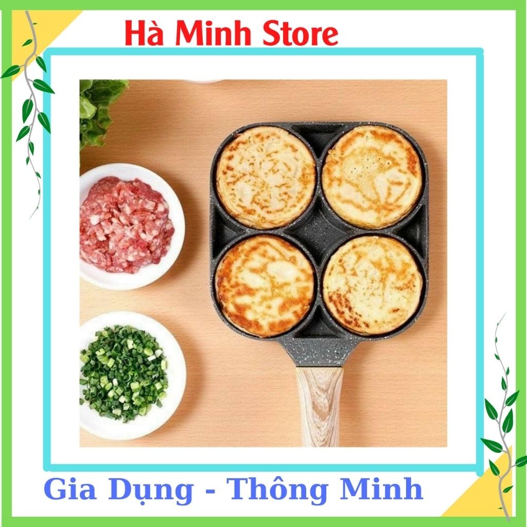 Chảo Chiên Trứng 4 Ngăn, Chảo Đá 4 Ngăn Chống Dính, Chống Chầy Xước Cực Tốt, Dùng Cho Mọi Loại Bếp Gia Dụng Hà Minh