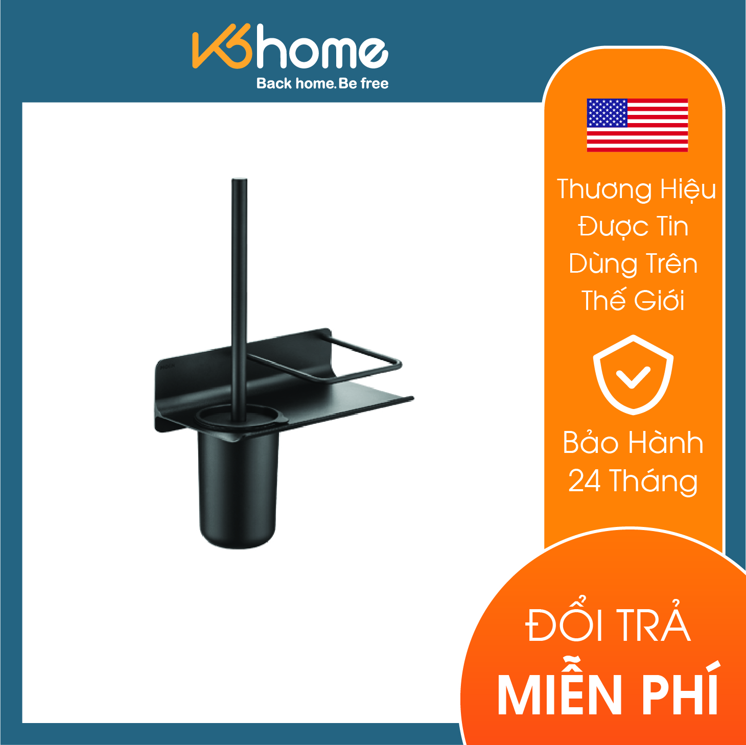 Chổi cọ toilet có giá đỡ dòng Cologne Moen - ACC2706BLK