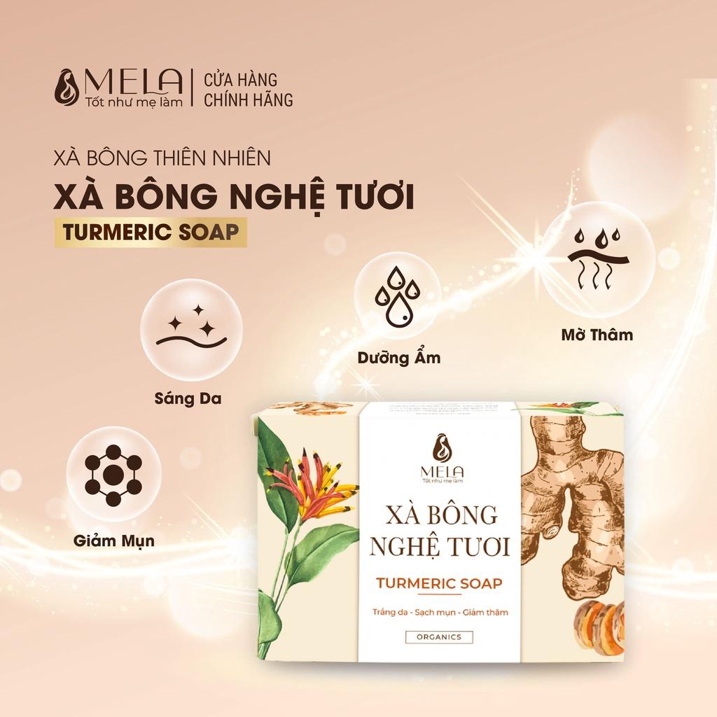 Combo 3 Xà Bông Nghệ MELA Thiên Nhiên Làm Sạch Sáng Mịn Body Tẩy Da Chết 100g - ML26