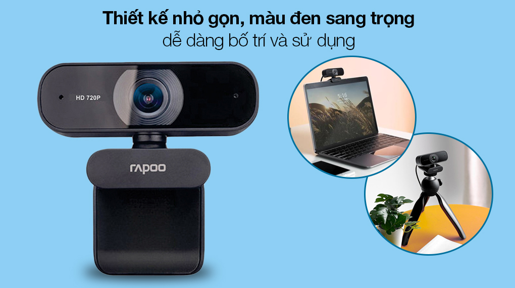 Webcam 720p Rapoo C200 Hàng chính hãng - Dùng cho học online NPP Ehomepire