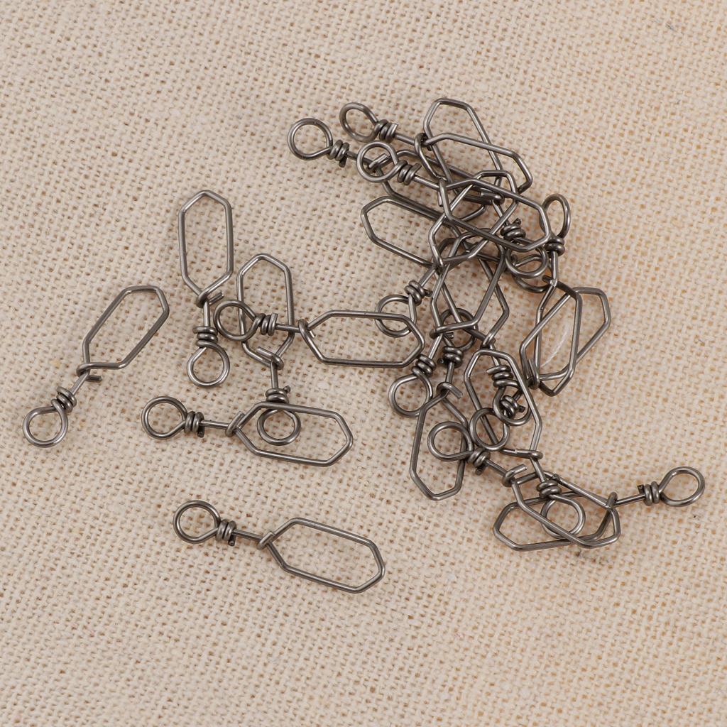 20Pcs High Strength Fishing Rolling Swivel with Coastlock Snap, Copper Stainless Steel Connector