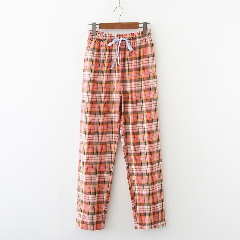 Quần nữ mặc nhà vải cotton kẻ sọc ngang phong cách