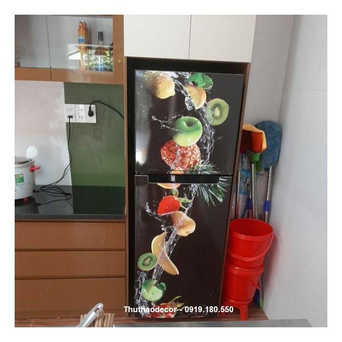 Decal tủ lạnh hoa quả nhiệt đới chất liệu decal cao cấp siêu bền chống nước, ẩm mốc