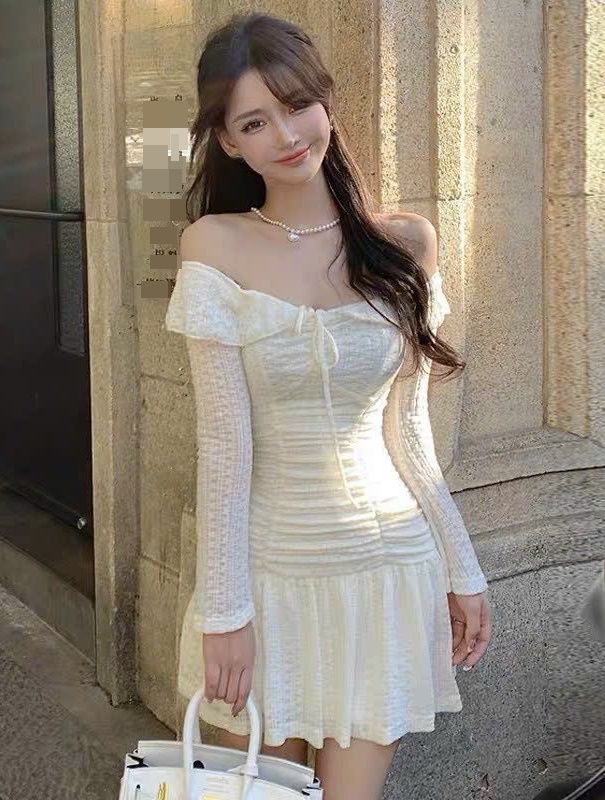 ĐẦM THUN DÂY YẾM TRỄ VAI ÔM BODY MIDI BO THUN VÁY XẾP LY XÒE HẠ EO MẶC 2 KIỂU TRƠN DÀI TAY ĐI TIỆC ĐI CHƠI DẠO PHỐ ĐI BIỂN